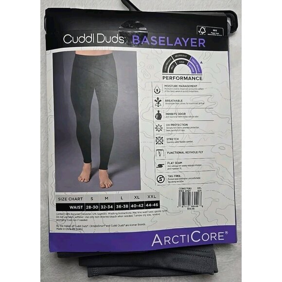 Mens Cuddl Duds Heavyweight ArctiCore Performance Base Layer Pant Grey Size XXL - Picture 12 of 13